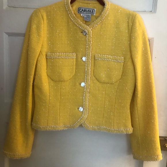 Carlisle Jackets & Blazers - Carlisle Yellow Tweed Cropped Blazer size 4